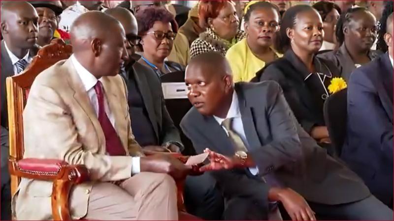 President William Ruto shares a moment with Kibwezi West MP Mwengi Mutuse.